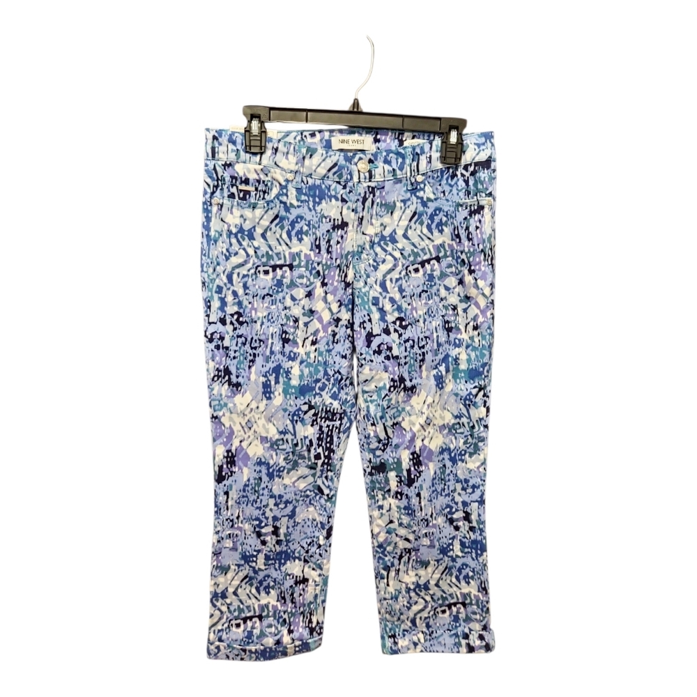 NWT Nine West Capri Jeans Size 4 Coastal Spring Maximalist Blue Nautical  Cotton
